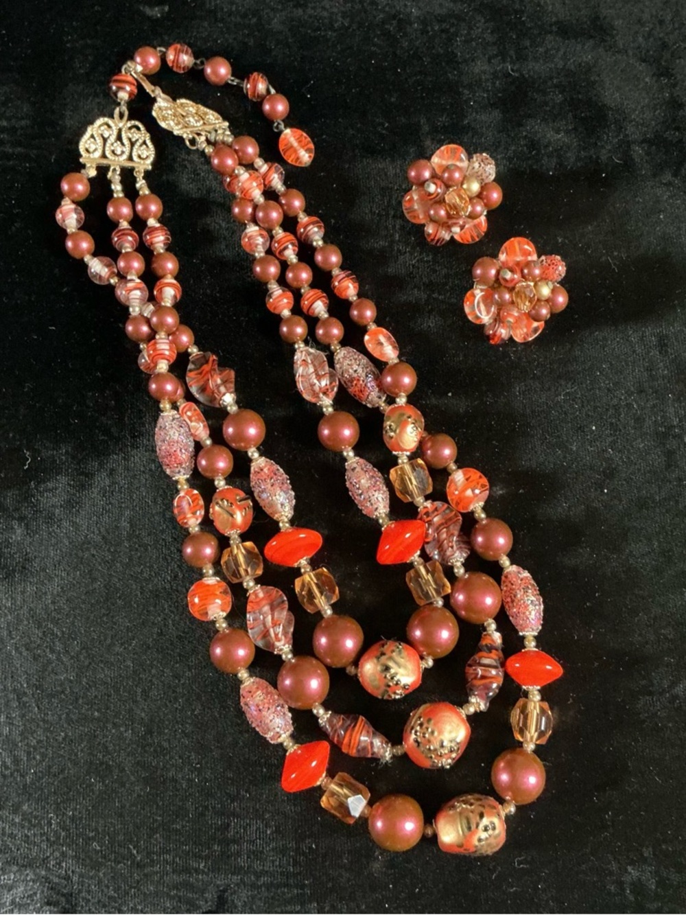 Japanese VTG Bohemian necklace and earring set